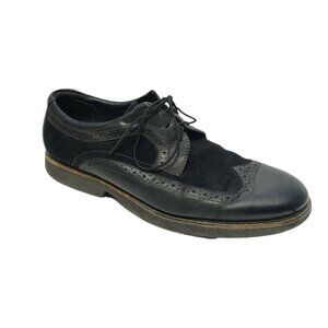 ABEO‎ Mens Black Leather & Suede Oxford Shoes Size 10N Niles Brand Made In China